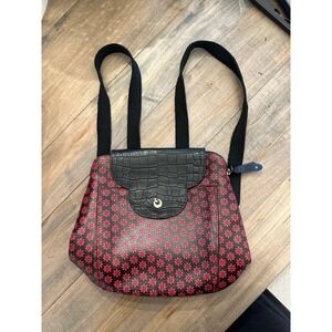 Holii Leather Backpack Handbag Red and Black Handmade